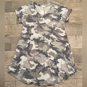 Camouflage V-Neck T-Shirt Dress